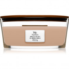 Woodwick Vanilla & Sea Salt lumânare parfumată cu fitil din lemn (hearthwick) 453.6 g