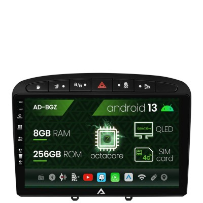 Navigatie Peugeot 308 408 (2008-2013), Android 13, Z-Octacore 8GB RAM + 256GB ROM, 9 Inch - AD-BGZ9008+AD-BGRKIT265 foto