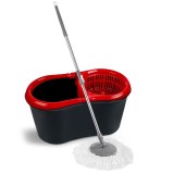 Mop rotativ bumbac Agora Plast 2601114PF 360 grade + coada telescopica + galeata cu storcator, 14 L