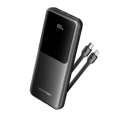 Power Bank USB-C cu display LED, 10000mAh Vention FHOB0, negru foto