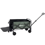 Outsunny Cărucior Pliabil de Grădină de 72l cu Deschidere Posterioară, Roți, Buzunare și M&acirc;ner, 114x46x65-92 cm, Verde | Aosom Romania