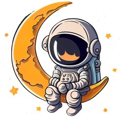 Sticker decorativ, Astronaut, Galben, 60 cm, 1266STK-6
