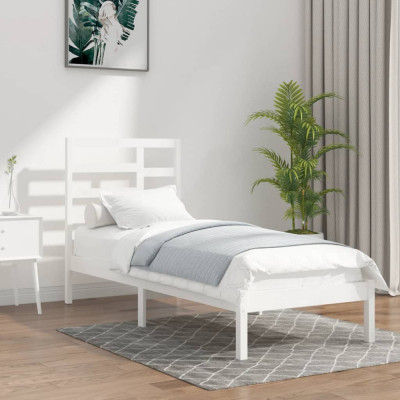 vidaXL Cadru de pat pentru o persoană 3FT, alb, 90x190 cm, lemn masiv foto