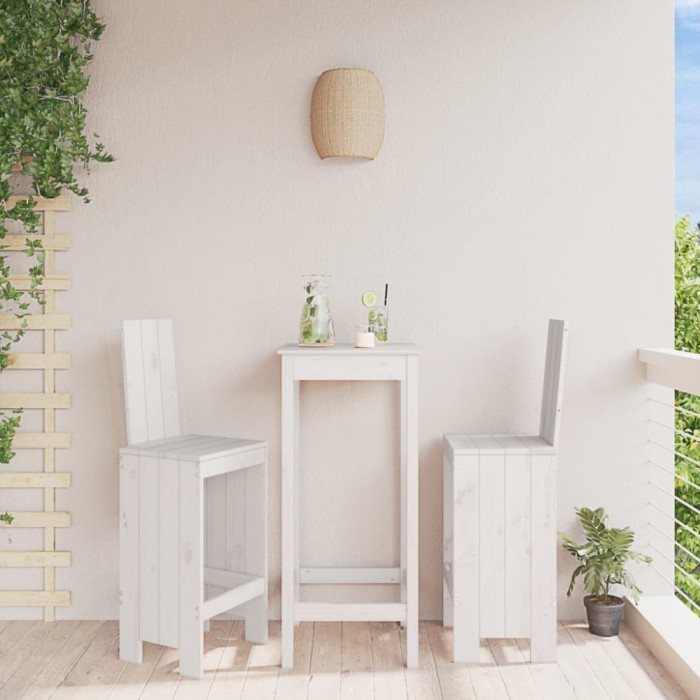 Gossi scaune de bar, 2 buc., alb, 40x42x120 cm, lemn masiv de pin