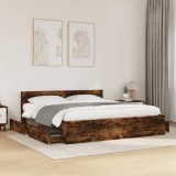 VidaXL Cadru de pat cu tăblie stejar fumuriu 180x200 cm lemn prelucrat