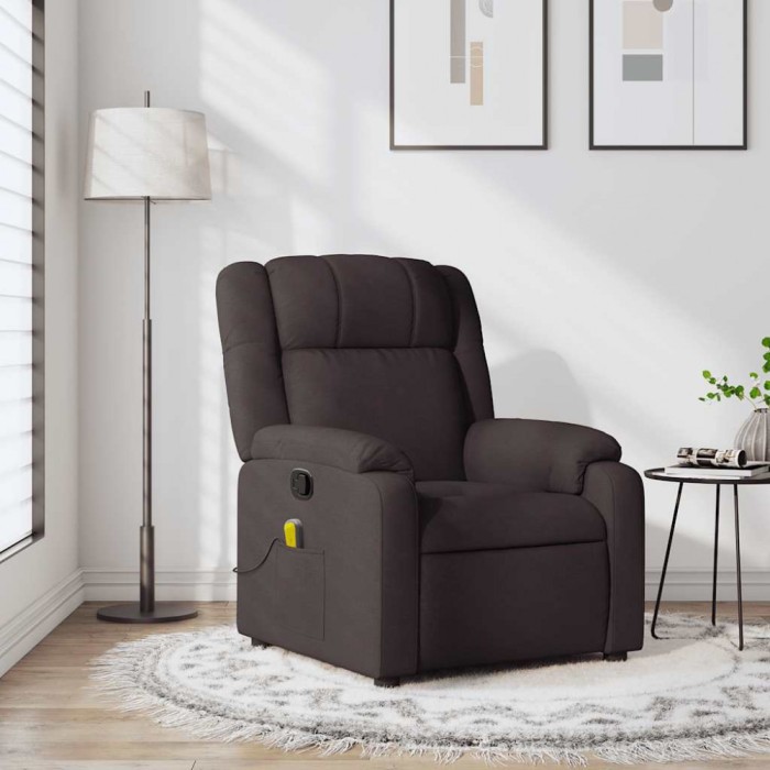 vidaXL Fotoliu de masaj rabatabil, maro &icirc;nchis, material textil
