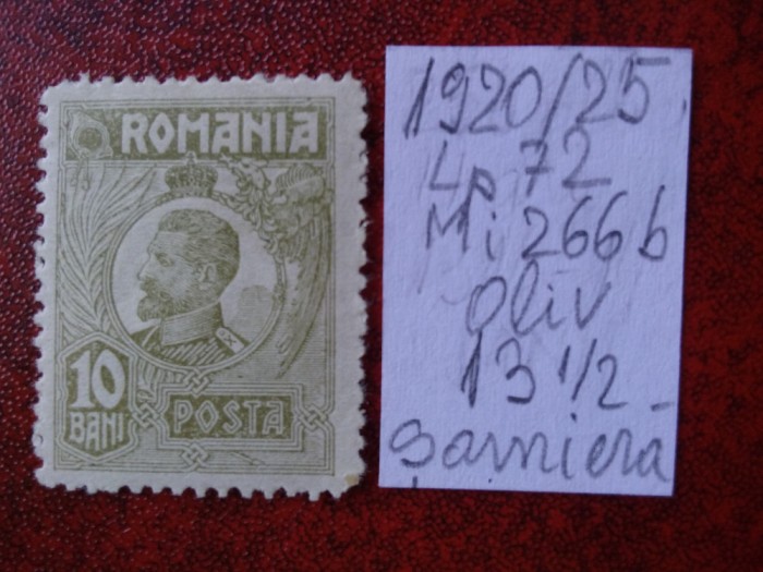 1920- Romania- Ferd. b. mic Mi266b-oliv-sarniera