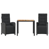 Cumpara ieftin Set bistro cu perne, 3 piese, negru, poliratan