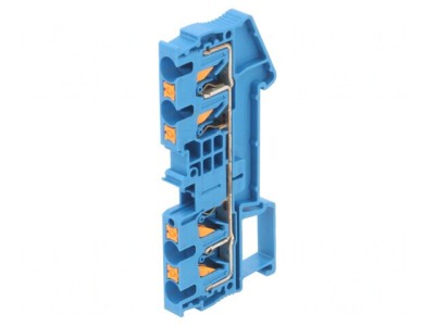 Conector Șine 0,2-6mm2 1 Pistă 4 Borne Albastru PT foto