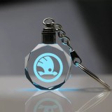 Breloc auto din cristal cu LED - Logo SKODA