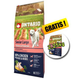 Cumpara ieftin ONTARIO Senior Large chicken &amp;amp; potatoes 12kg + 2,25kg GRATUIT