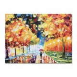Tablou pictat manual, Tu si eu sub o umbrela, stilizat - 40x30cm ulei in cutit efct 3D, Superb!