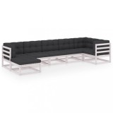 Set mobilier de gradina cu perne, 7 piese, lemn masiv de pin