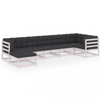 Set mobilier de gradina cu perne, 7 piese, lemn masiv de pin foto