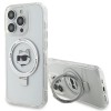 Husa MagSafe pentru Apple iPhone 15 Pro, Karl Lagerfeld, Ring Stand Choupette&#039;s Head, Alba