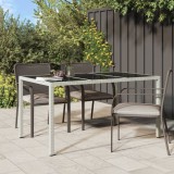 Gossi masa de gradina alb 150x90x75 cm sticla securizata &amp; poliratan