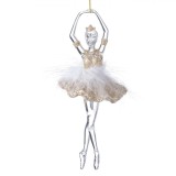 Ornament Brad de Crăciun, Balerină, Transparent, Fustă Bej șampanie, Glitter, 18cm, Oem