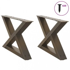 vidaXL Picioare pentru măsuță de cafea, 2 buc., oțel natural, 60 x (30-31,3) cm