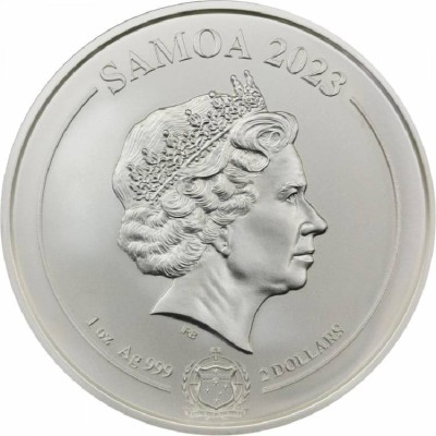 Samoa 2023 &amp;ndash; 2 dolari - White Tiger 1 OZ , Monedă de argint foto