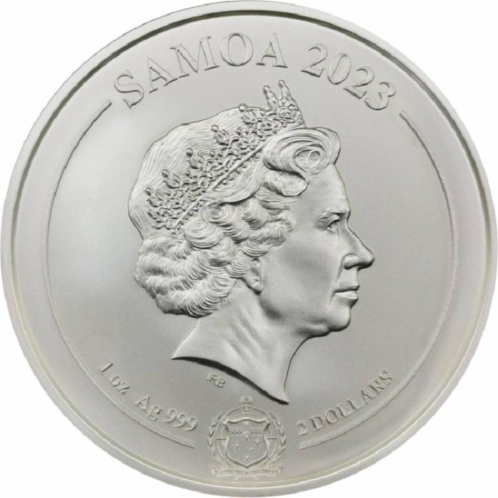 Samoa 2023 &ndash; 2 dolari - White Tiger 1 OZ , Monedă de argint