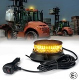 Girofar LED Auto 12-24V, E-Mark E9, Galben, 17 Moduri Blitz, Magnetic, 6cm, 3m Cablu, IP66
