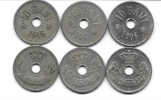 Romania 3 x 10 bani 1905, 1906 si 1906J