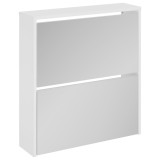 Pantofar cu oglinda, 2 niveluri, alb extralucios, 63x17x67 cm
