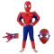 Set costum clasic Spiderman cu muschi, rosu, manusa ventuze si masca LED, 5-7 ani, 110-120 cm