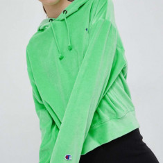 Champion bluza femei, culoarea verde, cu glugă, neted