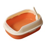 Cumpara ieftin Litiera Cu Rama Little Zoey, Cu Lopatica Inclusa, Pentru Pisici, 40x29x13,5cm, Plastic, Portocalie/Alba