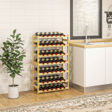 HOMCOM Suport pentru Vin din Lemn, Suport pe 7 niveluri pentru 42 de sticle de Vin, Suport Subțire pentru Bar, 63x25x102 cm, Natural