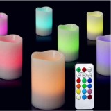 Set 3 lumanari cu led, cu 12 culori si telecomanda de control