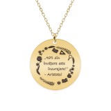 Courage - Colier personalizat 90% din invatare este incurajare din argint 925 placat cu aur galben 24K