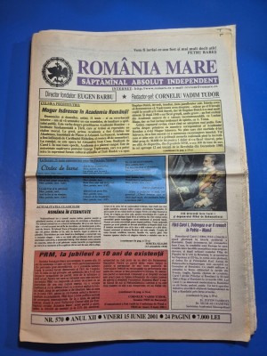 ziarul romania mare 15 iunie 2001 - redactor sef corneliu vadim tudor foto