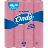 Hartie Igienica ONDA in 2 Straturi, 40 Role/Bax, 135 Foi/Rola, Latime 9 cm, Culoare Roz, Fara Parfum
