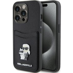 Husa pentru iPhone 15 Pro - Karl Lagerfeld Saffiano Cardslot (KLHCP15LSAPKCNPK) - Karl&amp;Choupette