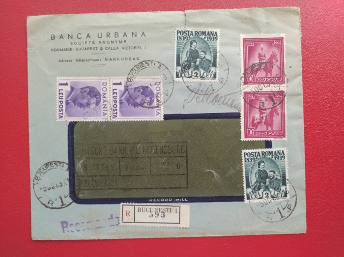 1938 - PLIC RECOMANDAT CIRCULAT IN GERMANIA