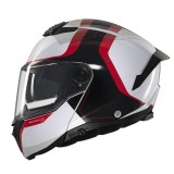 Cumpara ieftin Casca modulabila MT Atom 2 Emalla B0 alb/rosu lucios (ochelari soare integrati), MT Helmets