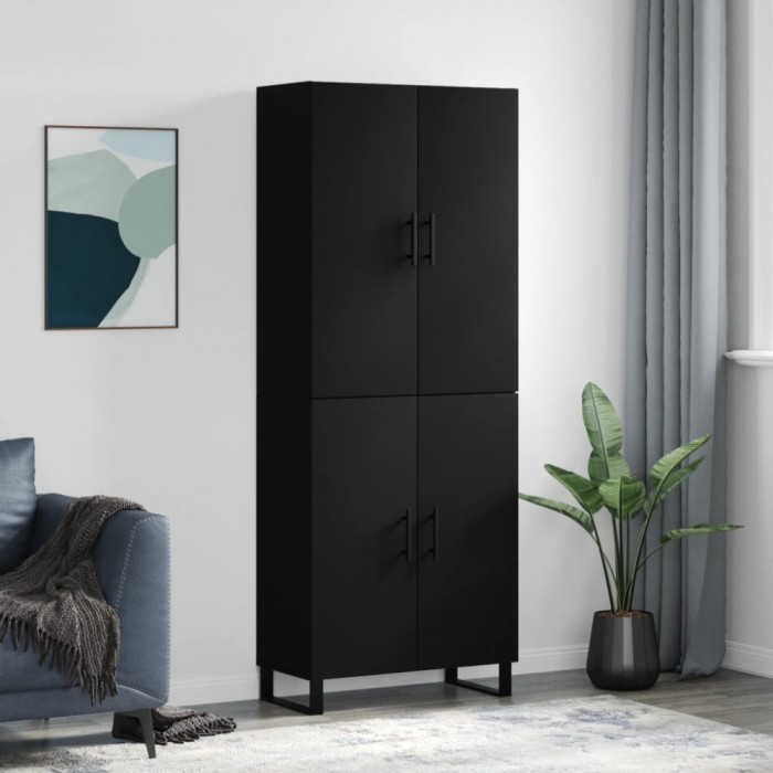 Gossi dulap inalt, negru, 69,5x34x180 cm, lemn compozit