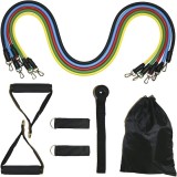 Extensor cu 5 benzi elastice de rezistenta pentru antrenament fitness, accesorii incluse, benzi din latex cu intensitati diferite, manere antiderapant