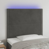 VidaXL Tăblie de pat cu LED, gri &icirc;nchis, 80x5x118/128 cm, catifea