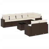 Cumpara ieftin Set canapele de gradina cu perne, 9 piese, maro, poliratan