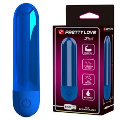 Mini Vibrator Pretty Love, Kiwi, 10 Vibratii, Albastru Metalizat