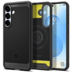 Husa MagSafe pentru Samsung Galaxy S25 S931, Spigen, Rugged Armor, Neagra Mata