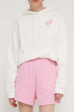 HUGO pantaloni scurți din bumbac culoarea roz, uni, high waist, 50516269