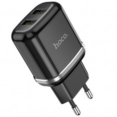 Incarcator Retea USB HOCO N4, 2 X USB, 2.4A, Negru