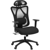 SONGMICS Scaun de birou ergonomic reglabil cu suport lombar si tetiera, maxim 120 kg, 70x70x125 cm, negru Household NewTrend