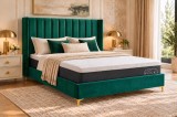 Pat Laguna 160x200 cm Tapitat Catifea Verde Somiera Inclusa Mobila Dormitor