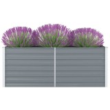 Strat Inaltat Gradina Gossi Gri 160x80x45cm Otel Galvanizat Jardiniera Legume Fructe Plante Exterior Interior