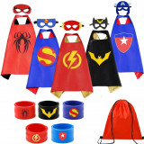 AZZO Superhero Capes Set and Wristbands Kids Costumes Halloween Christmas Cosplay Dress Up Gift for Boys GirlsAZZO Superhero Capes Set and Wristbands